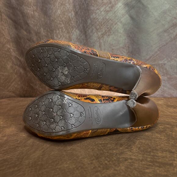 Candie's Stanton Print Patchwork Animal Print Pumps Open Toe High Heel Size 9.5 - Picture 6 of 11